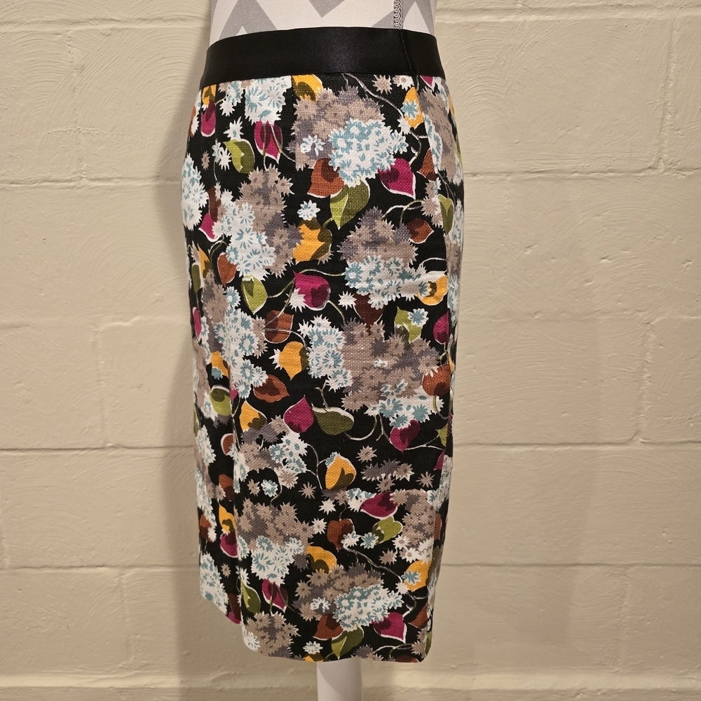 Anthropologie GIRLS FROM SAVOY Midi Pencil Skirt Floral Linen Blend Size 2. - Picture 4 of 13